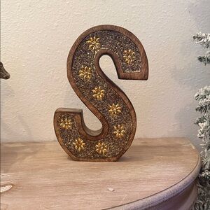Rustic Gold and Brown Decorative Letter S